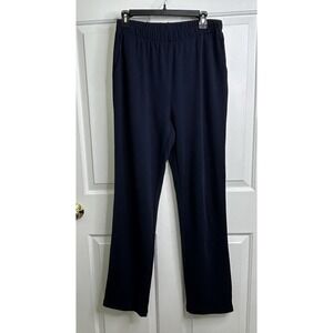 Lands End Sport Knit Straight Leg Pants Womens M/T Tall 10-12 Navy Blue Stretch